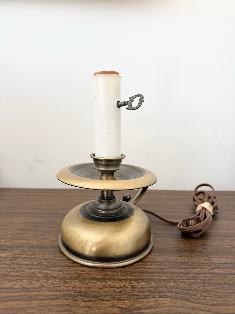 Vintage Underwriters Laboratories Portable Candle Style Lamp Brass Base No Shade